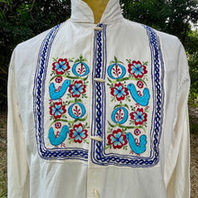 Load image into Gallery viewer, 1970's Vintage Guatemalan Handmade Embroidered L/S Shirt Cream Blue Red Sz M - OOAK - Phoenix Menswear