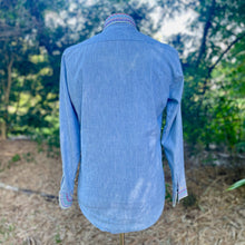 Load image into Gallery viewer, 1970's Vintage Hand Embroidered Blue Denim L/S Shirt Pockets Cotton Sz M - OOAK - Phoenix Menswear