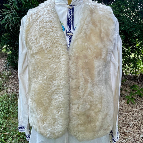 1970's Vintage Wool Woolly Sherpa Vest Soft cosy Cream Sz S - OOAK - Phoenix Menswear