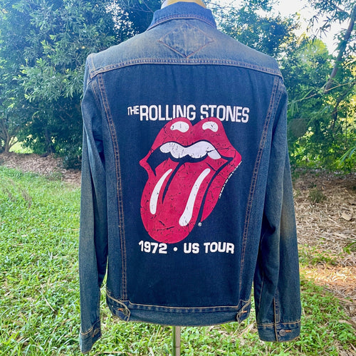 1972 Vintage Rolling Stones US Tour Blue Denim Jacket Sz M - OOAK - Phoenix Menswear