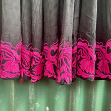 Load image into Gallery viewer, 1980's Embroidered Black Hot Pink Dress Mid Length Cap Sleeve Sz S - OOAK - Phoenix Menswear