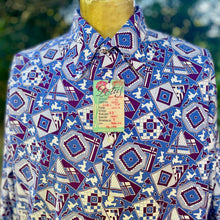 Load image into Gallery viewer, 1980's Vintage Deadstock Geometric Blue Funky L/S Shirt Sz XL - OOAK - Phoenix Menswear