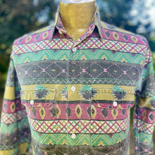 Load image into Gallery viewer, 1980's Vintage Geometric Green Red Design Shirt L/S Sz XS - OOAK - Phoenix Menswear