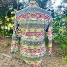 Load image into Gallery viewer, 1980's Vintage Geometric Green Red Design Shirt L/S Sz XS - OOAK - Phoenix Menswear