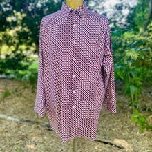 Load image into Gallery viewer, 1980's Vintage Geometric Red Blue L/S Shirt Funky Sz XL - OOAK - Phoenix Menswear