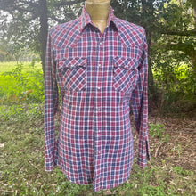 Load image into Gallery viewer, 1980's Vintage Levis Flannel Western Red Grey Blue Check Shirt Snaps L/S Sz M - OOAK - Phoenix Menswear
