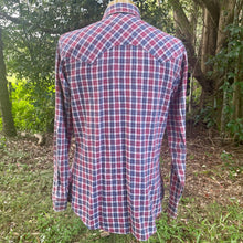 Load image into Gallery viewer, 1980's Vintage Levis Flannel Western Red Grey Blue Check Shirt Snaps L/S Sz M - OOAK - Phoenix Menswear
