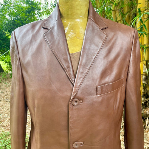 1980's Vintage Tan Soft Light Leather Jacket Lined Sz S - OOAK - Phoenix Menswear