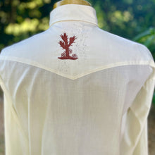 Load image into Gallery viewer, 1980's Vintage Western Cactus Embroidered Cowboy L/S Shirt Snaps Cream Brown Sz L - OOAK - Phoenix Menswear