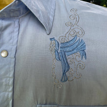 Load image into Gallery viewer, 1980's Vintage Western Pale Blue Cowboy Saddle L/S Shirt Snaps Sz M - OOAK - Phoenix Menswear