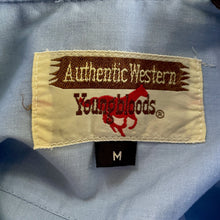 Load image into Gallery viewer, 1980's Vintage Western Pale Blue Cowboy Saddle L/S Shirt Snaps Sz M - OOAK - Phoenix Menswear