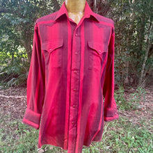 Load image into Gallery viewer, 1980's Vintage Western Shirt Red Stripe Shirt Snaps L/S Made in the USA Sz L - OOAK - Phoenix Menswear