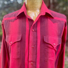 Load image into Gallery viewer, 1980's Vintage Western Shirt Red Stripe Shirt Snaps L/S Made in the USA Sz L - OOAK - Phoenix Menswear