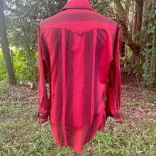 Load image into Gallery viewer, 1980's Vintage Western Shirt Red Stripe Shirt Snaps L/S Made in the USA Sz L - OOAK - Phoenix Menswear