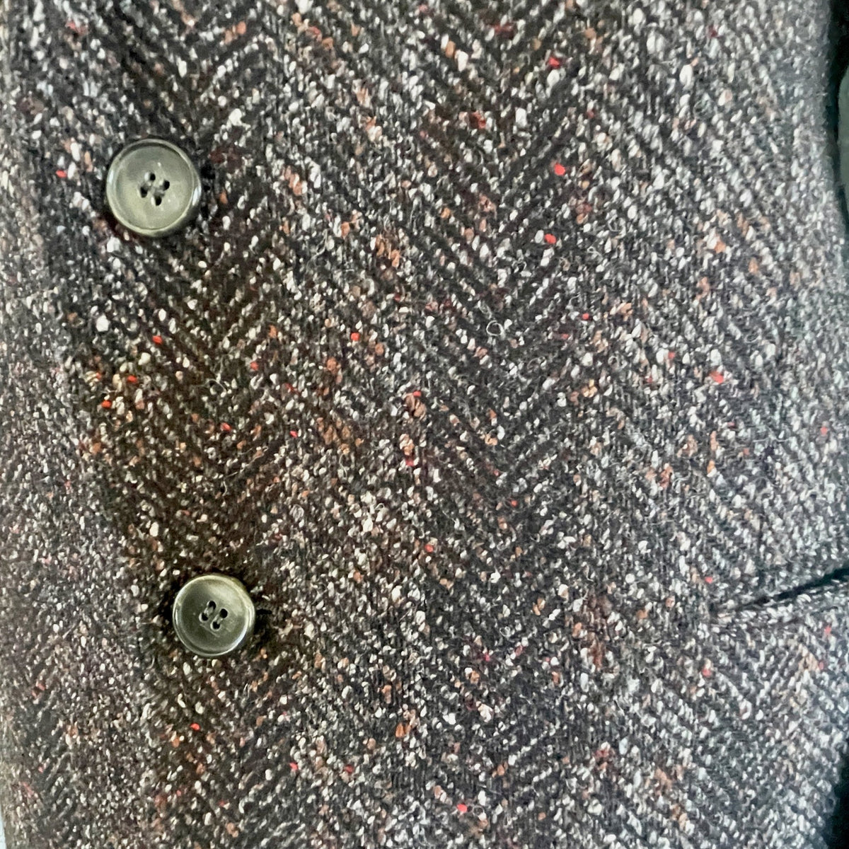 1980's Vintage Wool Tweed Blazer Herringbone Black Sz M - OOAK