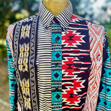 Load image into Gallery viewer, 1980's Vintage Wrangler Party Multicoloured Shirt Geometric Design Made in USA L/S Sz L - OOAK - Phoenix Menswear