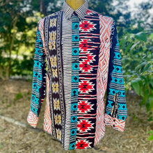 Load image into Gallery viewer, 1980's Vintage Wrangler Party Multicoloured Shirt Geometric Design Made in USA L/S Sz L - OOAK - Phoenix Menswear