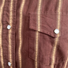 Load image into Gallery viewer, 1980's Women's Vintage Brown Stripe Western Cowgirl L/S Shirt Snaps Sz M - OOAK - Phoenix Menswear