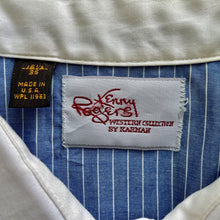 Load image into Gallery viewer, 1990's Kenny Rogers Vintage Western Pinstripe Blue White Piping Cowboy L/S Shirt Snaps Made in the USA Sz L - OOAK - Phoenix Menswear
