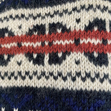 Load image into Gallery viewer, 1990's Vintage Hand Knitted Chunky Wool Jumper Blue White Red Geometric Sz XL - OOAK - Phoenix Menswear