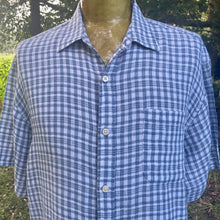 Load image into Gallery viewer, 1990's Vintage Tommy Bahama Linen S/S Shirt Blue White Check Sz M - OOAK - Phoenix Menswear