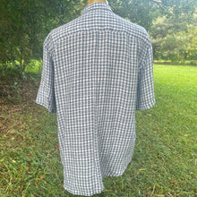 Load image into Gallery viewer, 1990's Vintage Tommy Bahama Linen S/S Shirt Blue White Check Sz M - OOAK - Phoenix Menswear