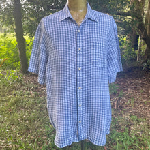Load image into Gallery viewer, 1990's Vintage Tommy Bahama Linen S/S Shirt Blue White Check Sz M - OOAK - Phoenix Menswear