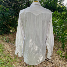 Load image into Gallery viewer, 1990's Vintage Western Pinstripe White L/S Shirt Snaps Sz M - OOAK - Phoenix Menswear
