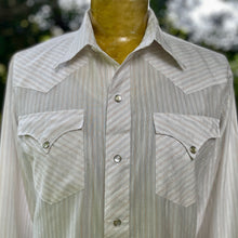 Load image into Gallery viewer, 1990's Vintage Western Pinstripe White L/S Shirt Snaps Sz M - OOAK - Phoenix Menswear