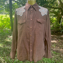 Load image into Gallery viewer, 1990's Vintage Western Shirt Brown Check Embroidered Snaps L/S Sz L - OOAK - Phoenix Menswear
