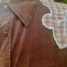 Load image into Gallery viewer, 1990's Vintage Western Shirt Brown Check Embroidered Snaps L/S Sz L - OOAK - Phoenix Menswear