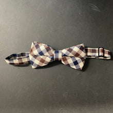 Load image into Gallery viewer, Bow Tie and Bracers Suspenders Set - Cream Navy Brown Check - Phoenix Menswear