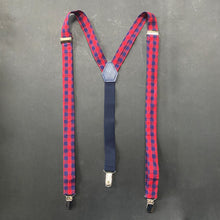 Load image into Gallery viewer, Bow Tie and Braces Suspenders Set - Navy Red Check - Phoenix Menswear