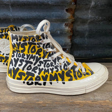Load image into Gallery viewer, Converse High Top All Stars 'My Story' Yellow Black - Sz 5 - Women's Sz 7 - OOAK - Phoenix Menswear