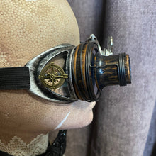 Load image into Gallery viewer, Steampunk Goggles - Silver and Copper with Blue Lens and Magnifiers - Phoenix Menswear