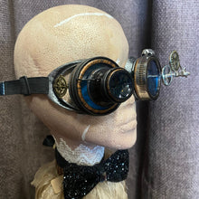 Load image into Gallery viewer, Steampunk Goggles - Silver and Copper with Blue Lens and Magnifiers - Phoenix Menswear