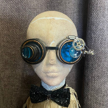 Load image into Gallery viewer, Steampunk Goggles - Silver and Copper with Blue Lens and Magnifiers - Phoenix Menswear
