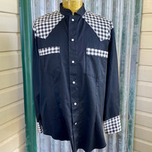Load image into Gallery viewer, 1970's Handmade Vintage Black White Check Western L/S Shirt Sz XL - OOAK - Phoenix Menswear