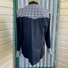 Load image into Gallery viewer, 1970's Handmade Vintage Black White Check Western L/S Shirt Sz XL - OOAK - Phoenix Menswear