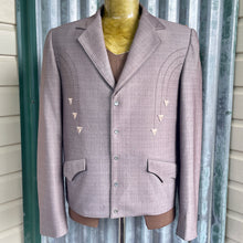 Load image into Gallery viewer, 1970's Retro Jacket Vintage Grey-Brown Embroidered Detail Made in USA Sz L - OOAK - Phoenix Menswear