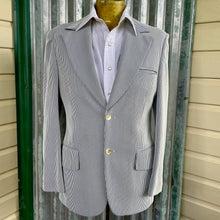 Load image into Gallery viewer, 1970's Vintage Men's Pin Stripe Blazer Blue White Made in Australia Sz S - OOAK - Phoenix Menswear
