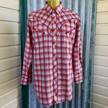 Load image into Gallery viewer, 1970's Vintage Red Yellow Check Western L/S Shirt Sz L - OOAK - Phoenix Menswear