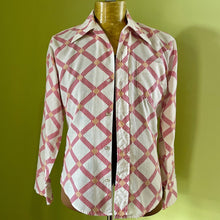Load image into Gallery viewer, 1970's Vintage White Red Dot Geometric Print L/S Shirt Sz S - OOAK - Phoenix Menswear