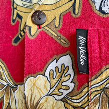 Load image into Gallery viewer, 1980's Hawaiian Bark Cloth S/S Shirt Red Beige White Floral Design Sz S - OOAK - Phoenix Menswear
