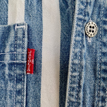 Load image into Gallery viewer, 1980's Vintage Denim Western Shirt Blue White Stripe L/S Sz S - OOAK - Phoenix Menswear