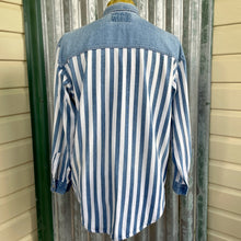 Load image into Gallery viewer, 1980's Vintage Denim Western Shirt Blue White Stripe L/S Sz S - OOAK - Phoenix Menswear