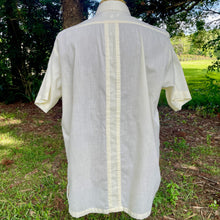 Load image into Gallery viewer, 1980's Vintage Guayabera Embroidered Pockets Yellow Cream S/S Shirt Sz L - OOAK - Phoenix Menswear