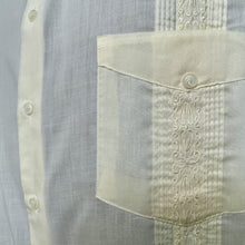 Load image into Gallery viewer, 1980's Vintage Guayabera Embroidered Pockets Yellow Cream S/S Shirt Sz L - OOAK - Phoenix Menswear