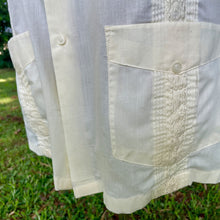 Load image into Gallery viewer, 1980's Vintage Guayabera Embroidered Pockets Yellow Cream S/S Shirt Sz L - OOAK - Phoenix Menswear
