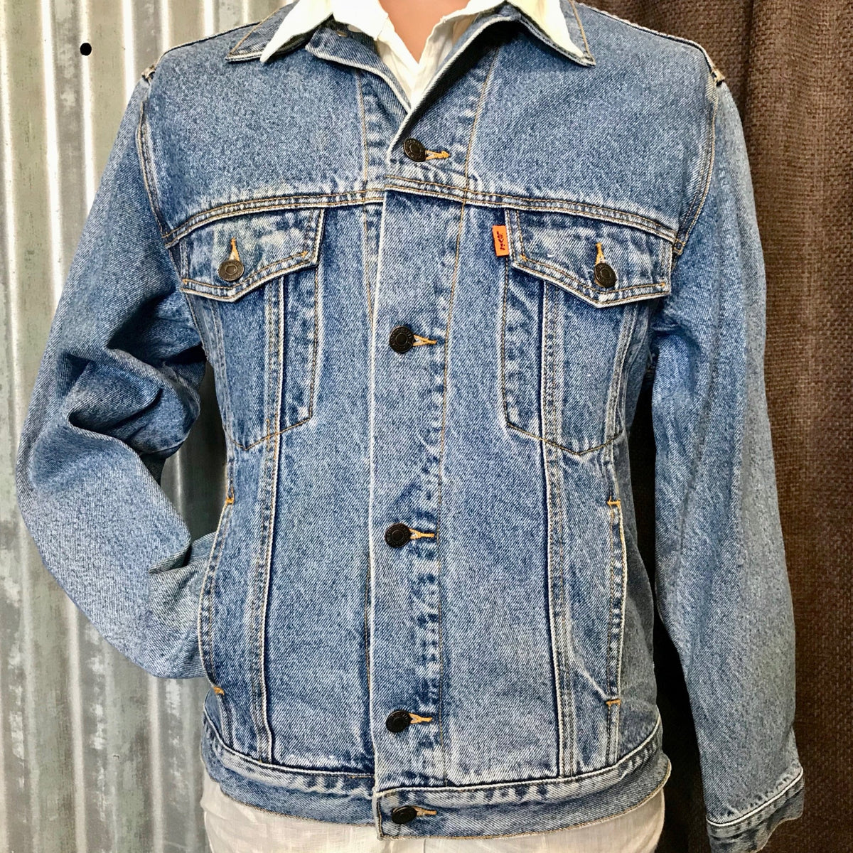 1980's Vintage Levis Orange Tab Blue Denim Jacket Sz M - OOAK